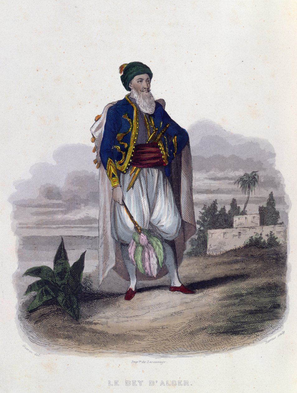 Hussein Pacha (1765-1838), Algerin viimeinen dey (1818-30), 1846 tekijältä Th. Guerin