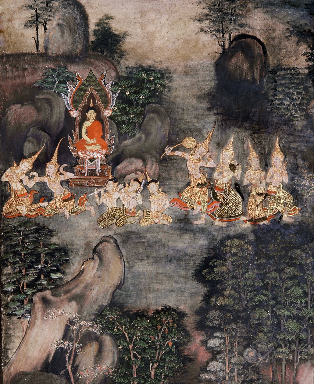 Buddhan kiusaus (seinämaalaus) tekijältä Thai School