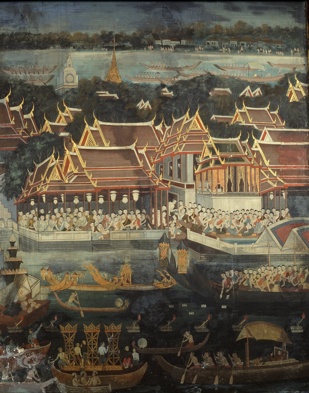 Loy Krathong -festivaali, 1864 (seinämaalaus) tekijältä Thai School