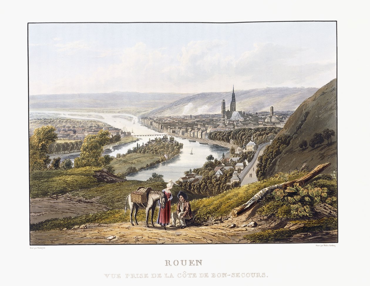 Rouen, nähtynä Bon-Secoursista, 1823-1826 tekijältä Thales Fielding