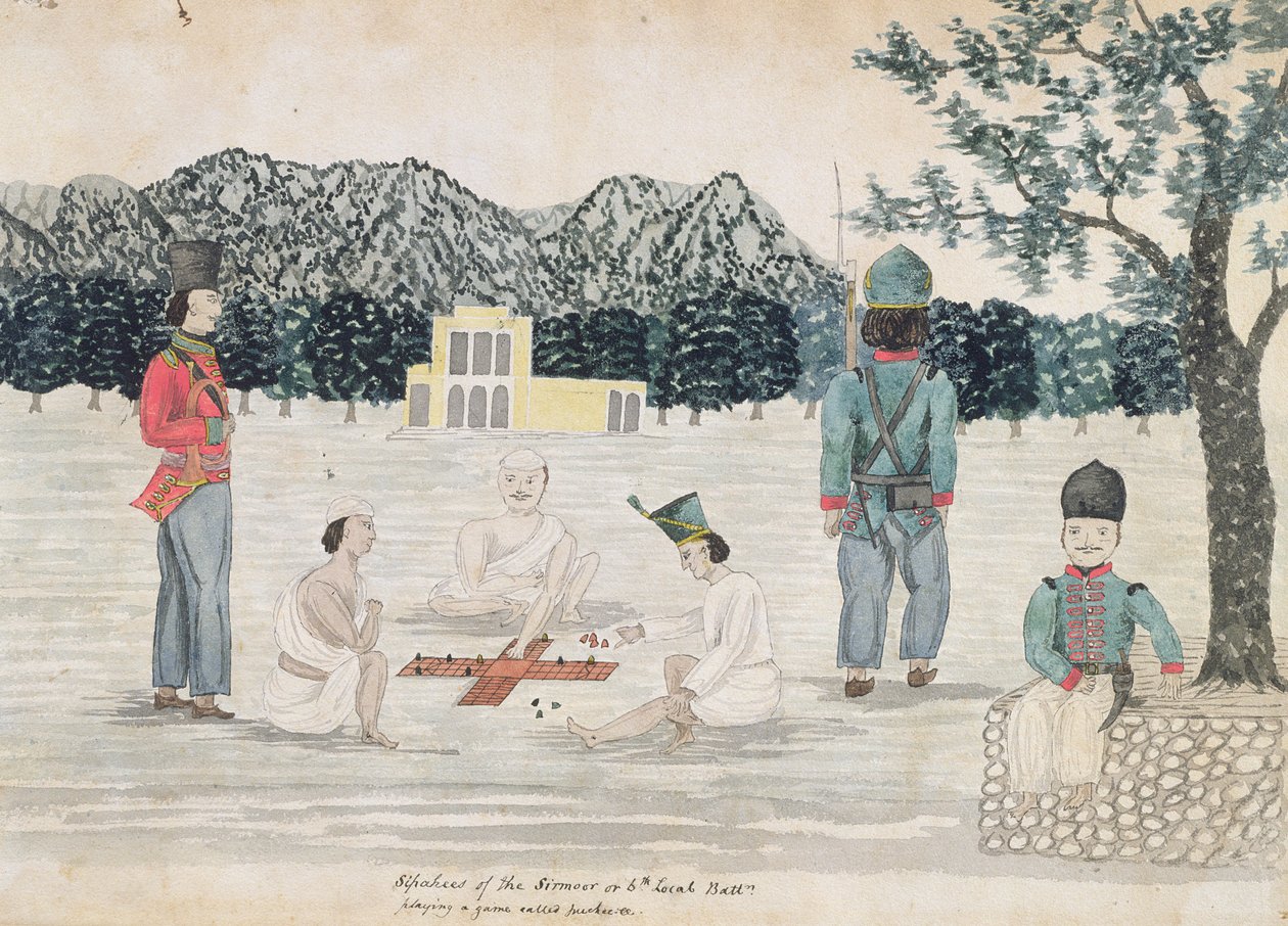 Luonnos Gurkhan elämästä Dehra Dunissa, n. 1821 (wc paperilla) tekijältä The Hon. Frederick Shore