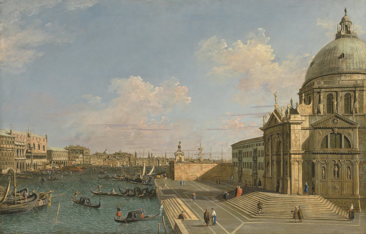 Venetsian Grand Canal -kanaalin sisäänkäynti itään päin, noin 1730-luku (öljy kankaalle). tekijältä The Bateman Master