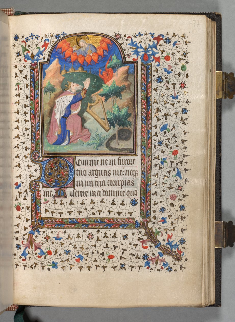 Tuntikirja Parisin käyttö: Fol. 77r, David, c. 1420. tekijältä The Bedford Master