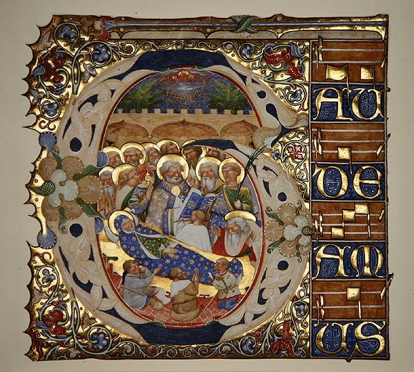 Marlay Cutting IT.18 Neitsyt Marian Ylösnousemus, Santa Mattia in Murano, Venetsia, noin 1450 (lehtikultaa ja temperaa pergamentilla). tekijältä The Master of the Murano Gradual
