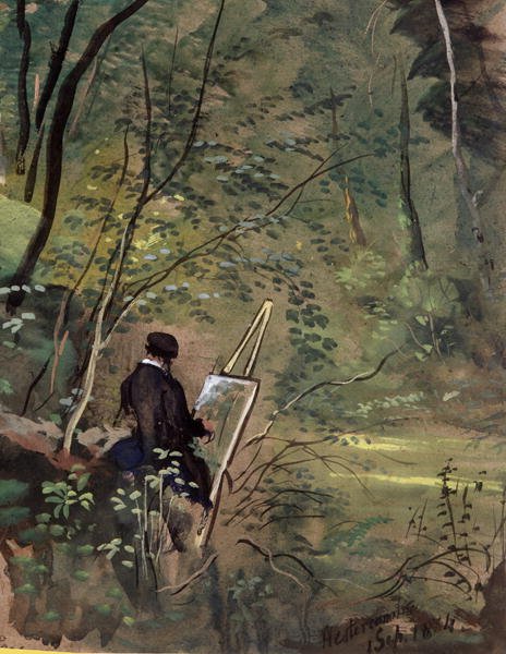 Hestercombe Woods, Somerset 1834 (akvarelli ja guassi) tekijältä The Rev. John Eagles