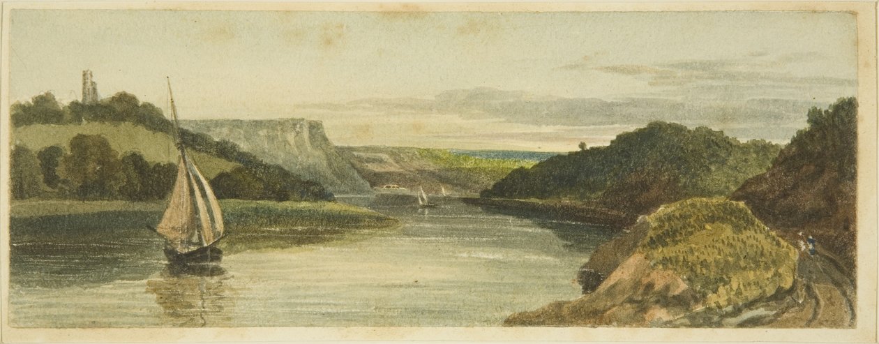 Avon Sea Wallsin alla, n. 1820 (kynä ja akvarelli paperille) tekijältä The Rev. John Eagles