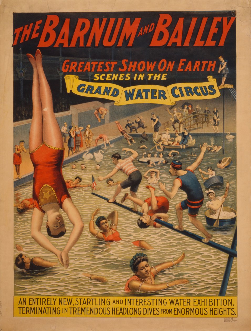 Barnum & Bailey maailman suurin show. Kohtauksia suuressa vesisirkuksessa, c. 1895 tekijältä The Strobridge Lithographing Company