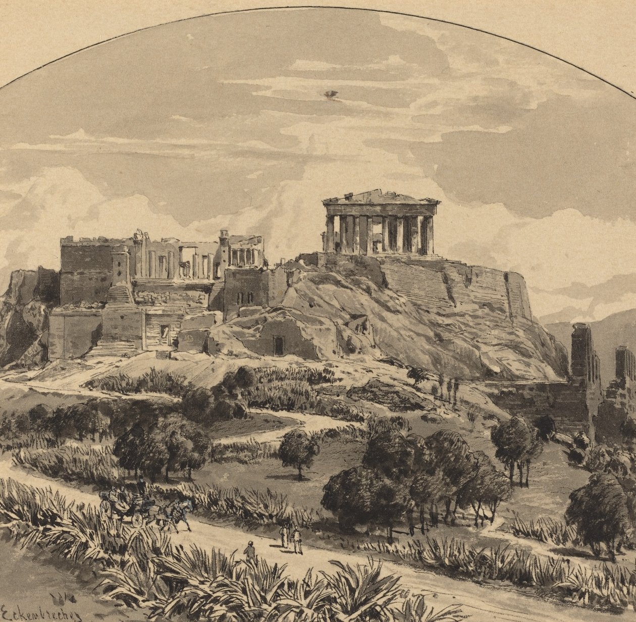 Akropolis lännestä tekijältä Themistocles von Eckenbrecher