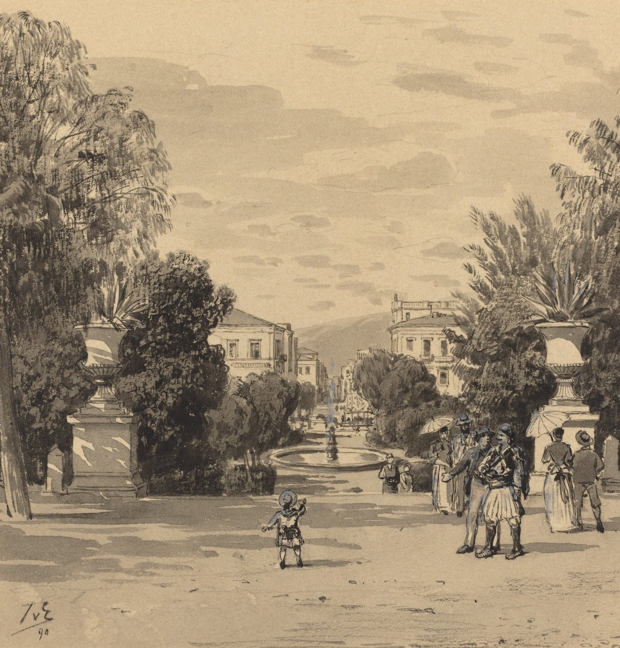 Näkymä Hermesstreetin vanhasta kuninkaallisesta palatsista, 1890. tekijältä Themistocles von Eckenbrecher