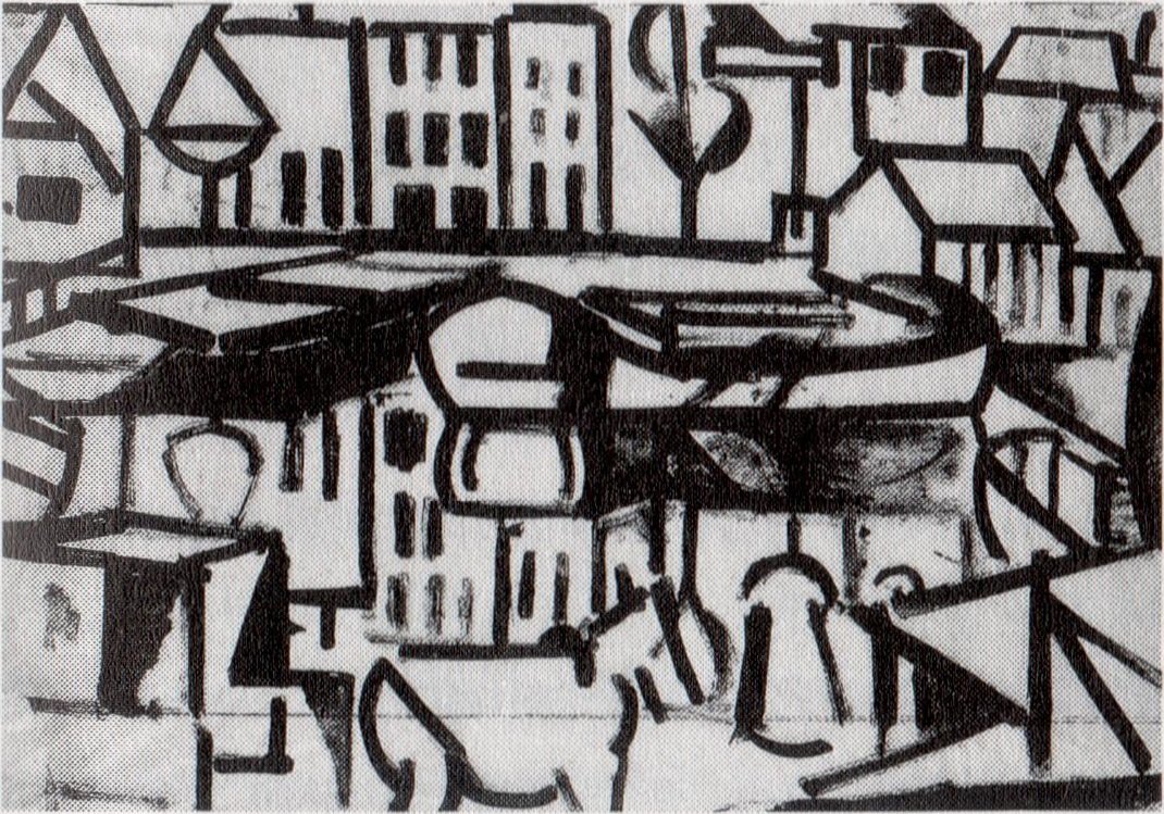 Kaupunkikuva veneen kanssa Leiden tekijältä Theo van Doesburg