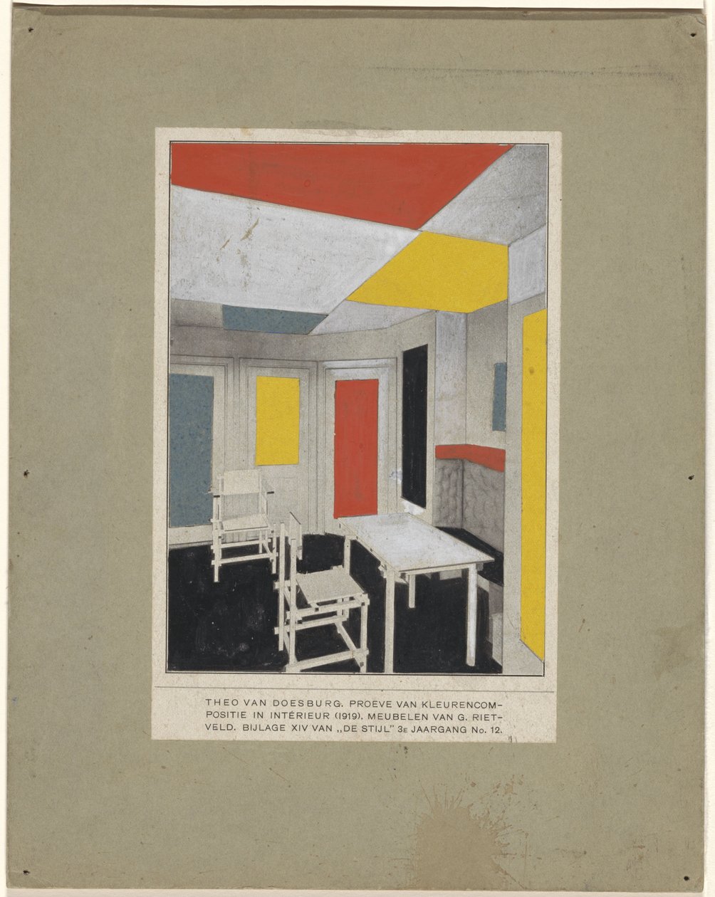 "Solució de color" Composició de color en acabat interior tekijältä Theo van Doesburg
