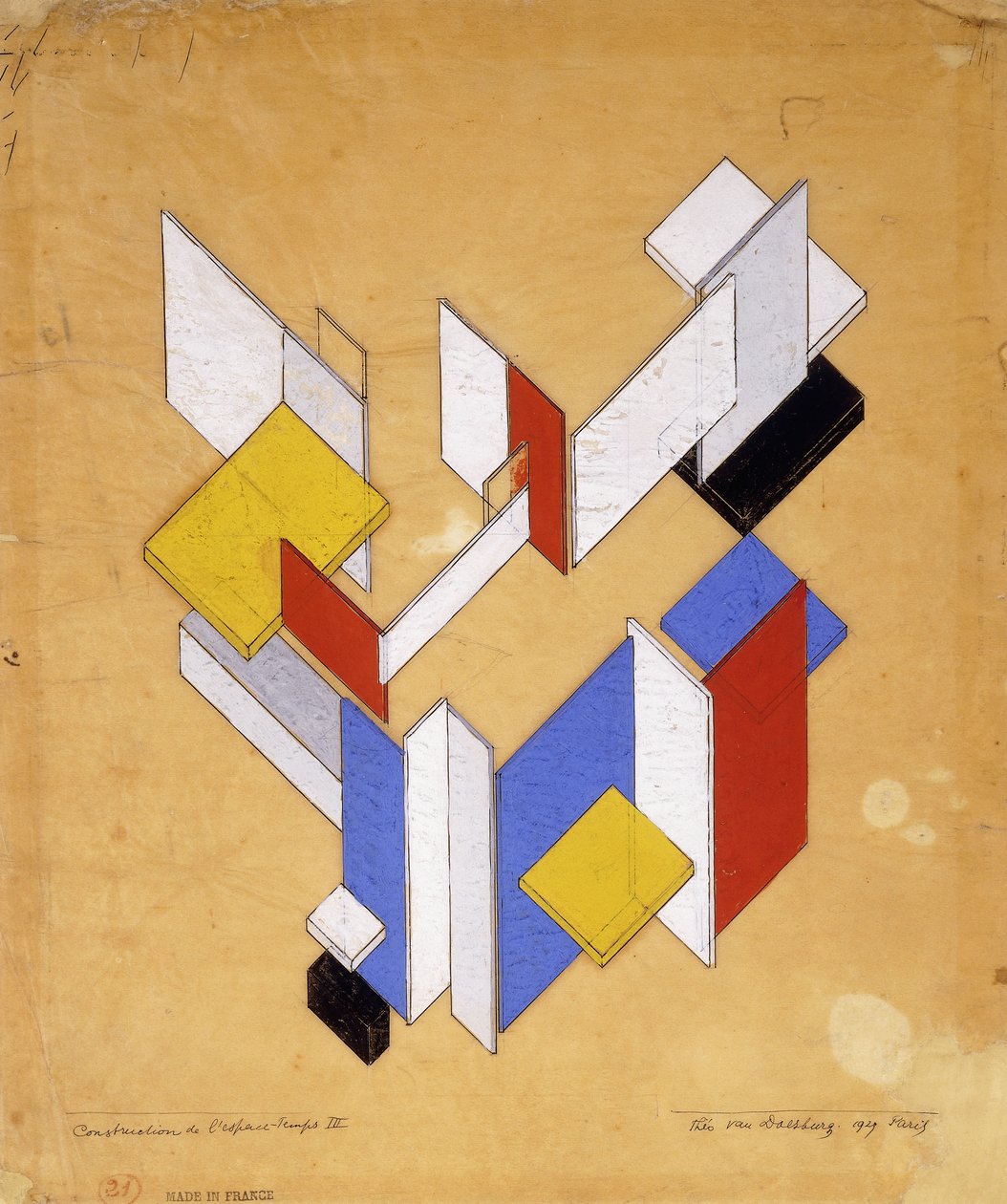 Avaruuden rakentaminen - Aika III; Construction de L"Espace - Temps III, 1924 tekijältä Theo van Doesburg