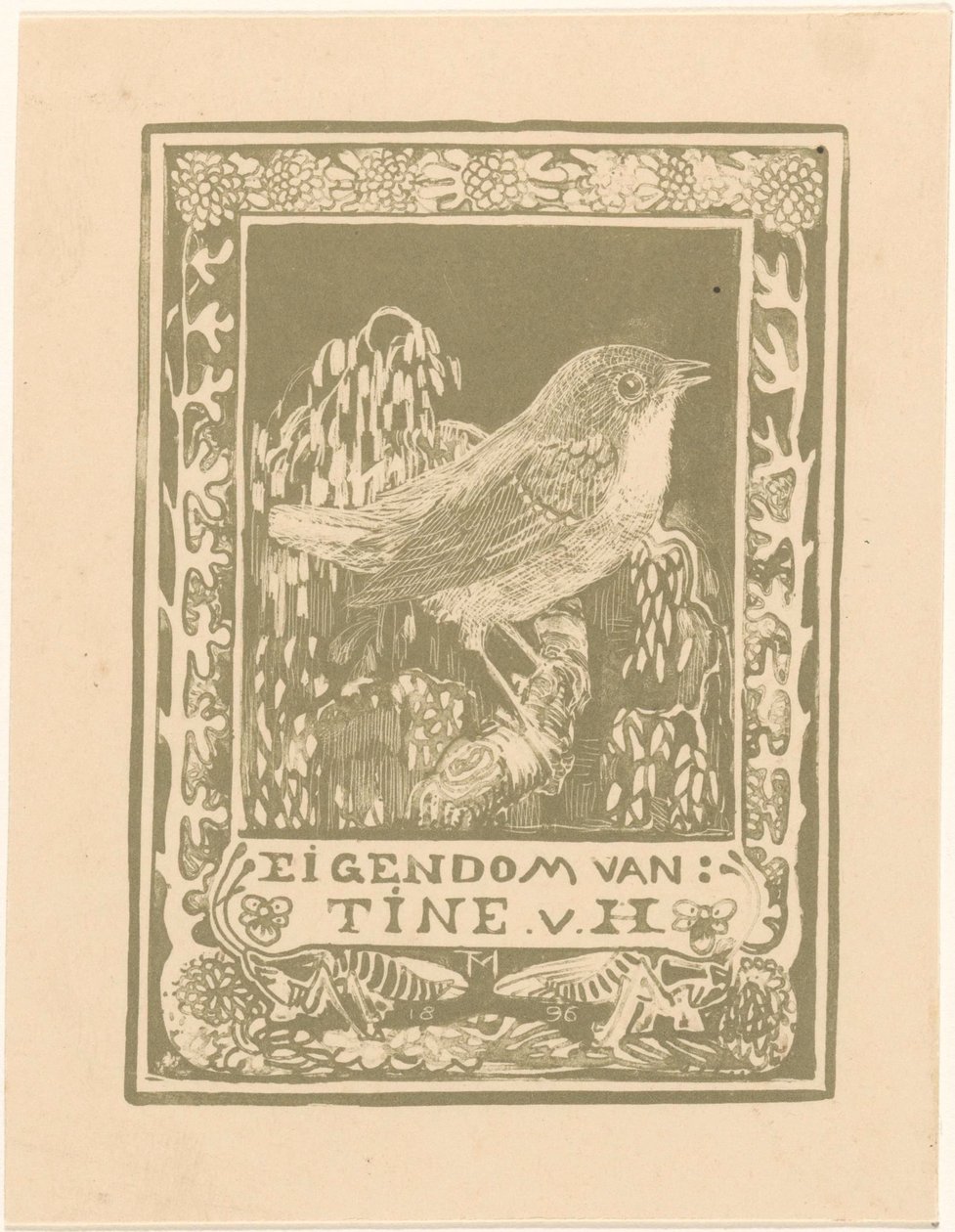 Tine van Hoyteman ex libris tekijältä Theo van Hoytema