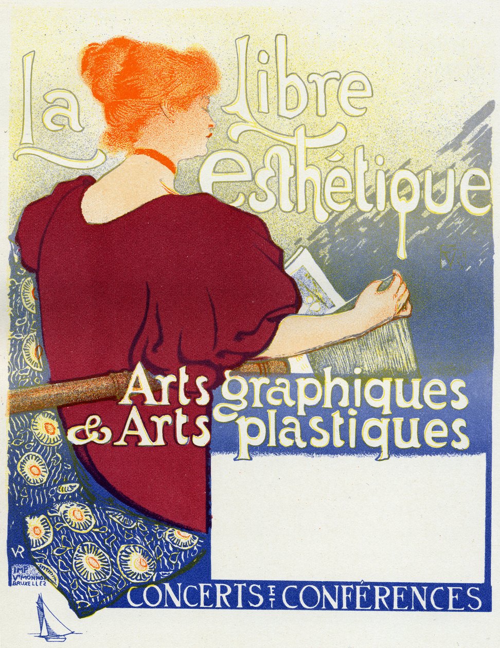 Musiikki. La Libre Esthetique (Vapaa estetiikka), konsertteja Bruxellesissa. Van Rysselberghen juliste, Belgia, n. 1895 (juliste) tekijältä Théo van Rysselberghe