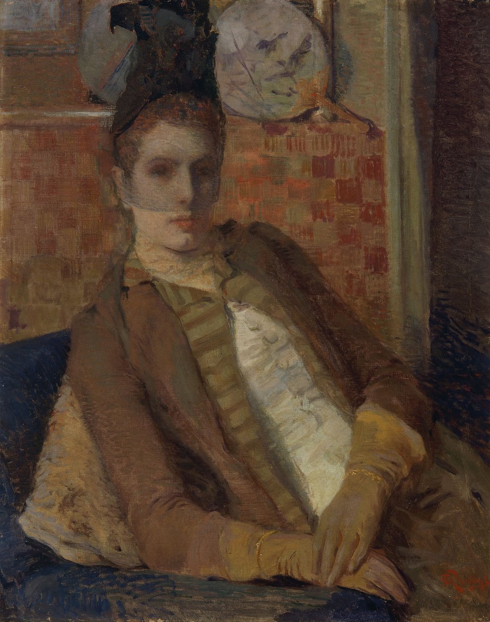 Istuvan naisen muotokuva tekijältä Théo van Rysselberghe