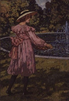 Muotokuva taiteilijan tyttärestä, Elizabeth, noin 1910 (öljy kankaalle). tekijältä Théo van Rysselberghe