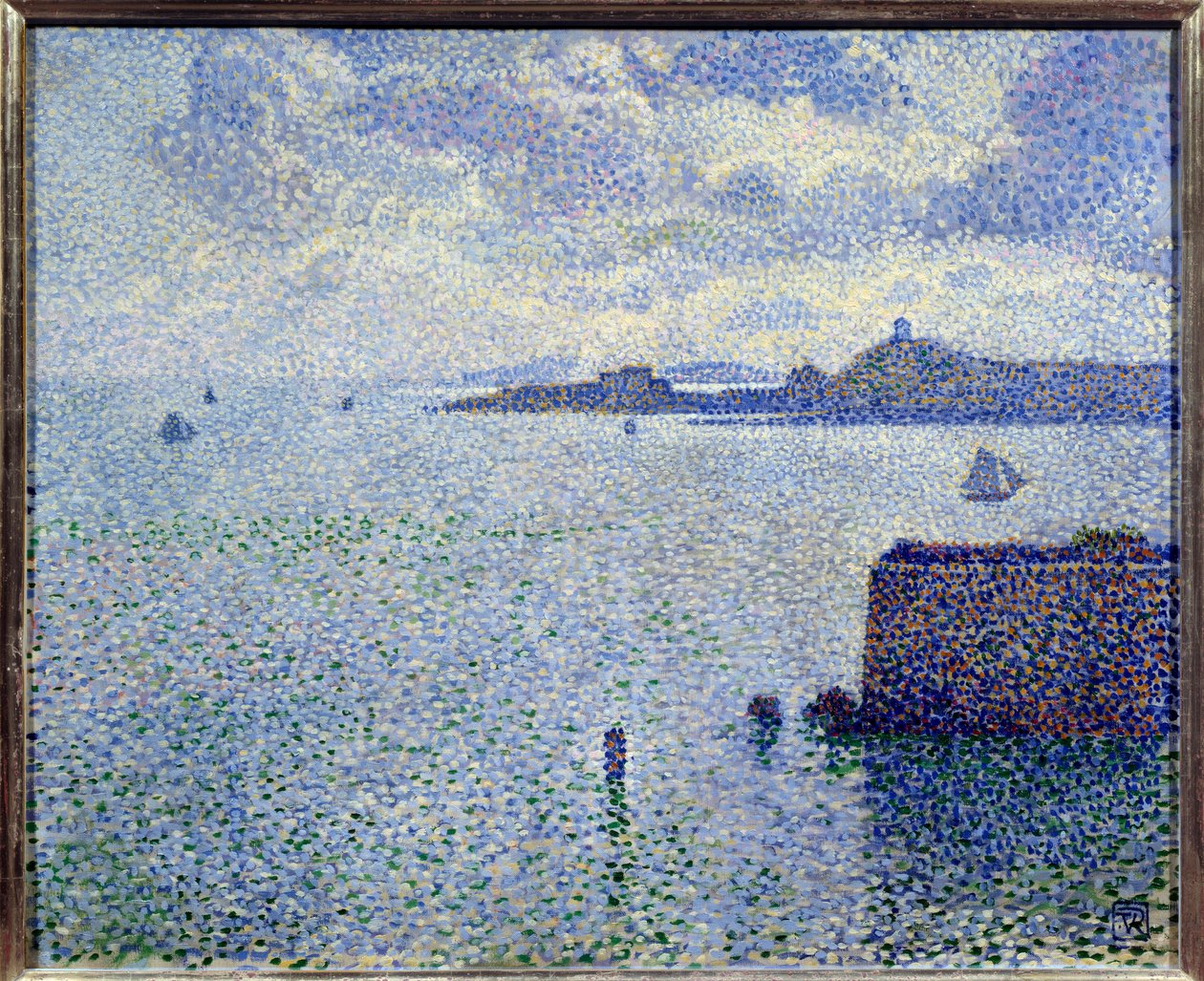 Purjeveneet ja suistoalue. Theodore Van Rysselberghen (1862-1926) maalaus, Bel. tekijältä Théo van Rysselberghe