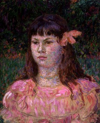 Pink Ribbon (Sylvie Lacombe), 1890-luvun lopulla (öljy levylle) tekijältä Théo van Rysselberghe