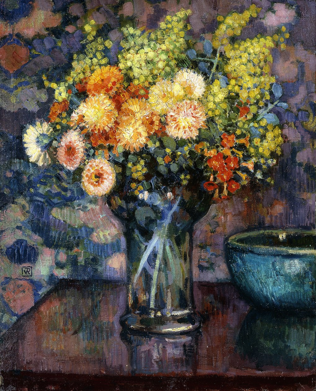 Kukkien maljakko; Vase de Fleurs, n. 1911 tekijältä Théo van Rysselberghe