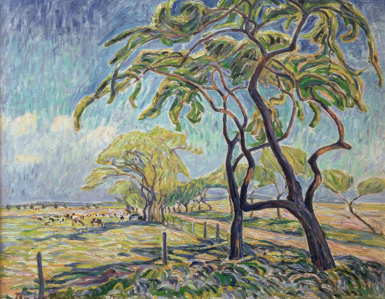 Landschaft bei Kaiserswaldau tekijältä Theo von Brockhusen
