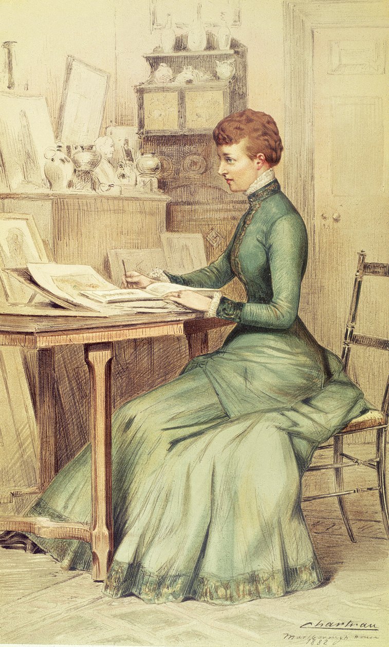 HRH Walesin prinsessa (myöhemmin kuningatar Alexandra) Marlborough Housessa, Vanity Fairilta, 1882 tekijältä Theobald Chartran