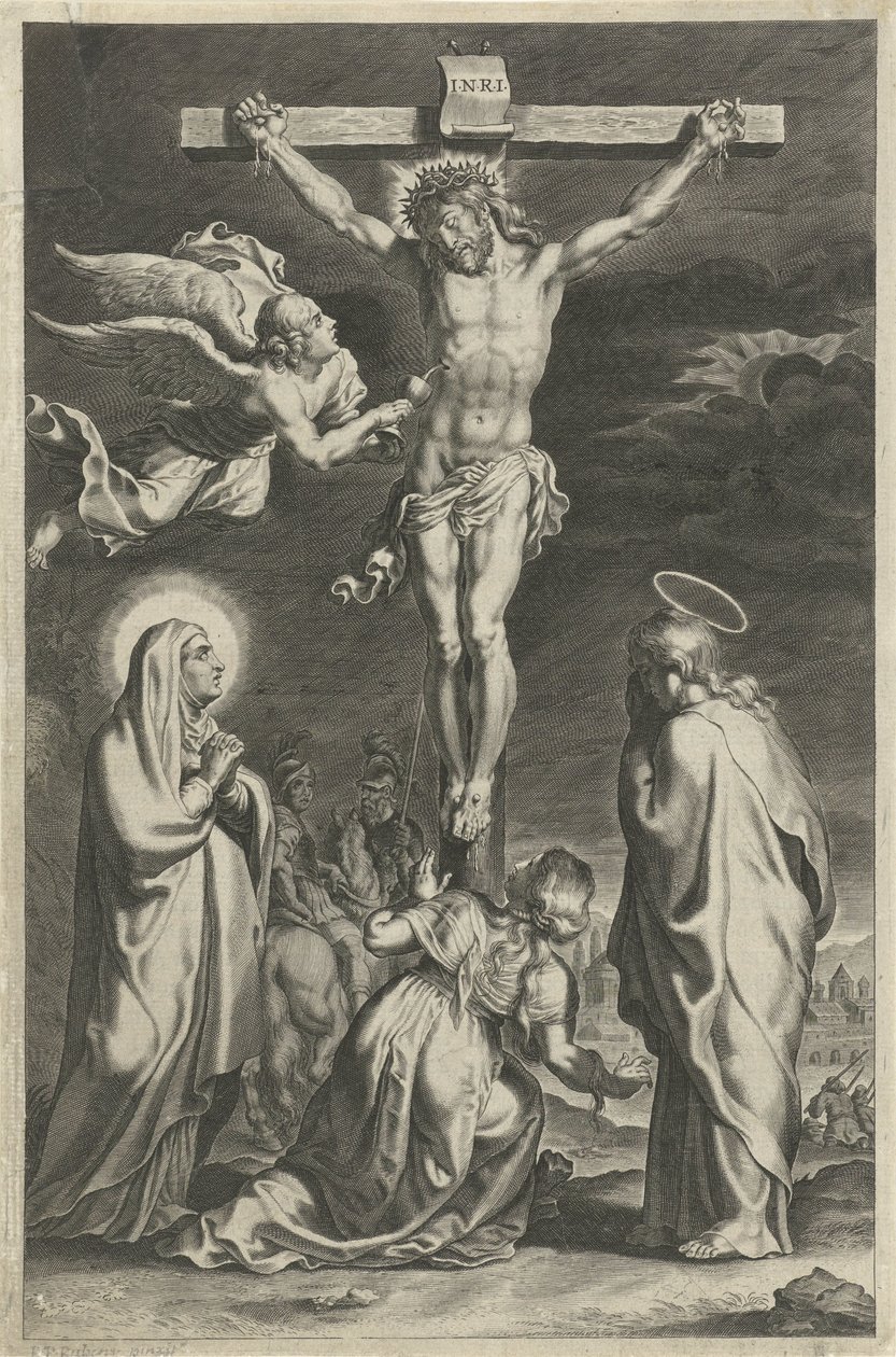Kristus ristillä Kohtauksia Vanhasta ja Uudesta testamentista (sarjan nimi) Breviarium romanum (sarjan nimi) tekijältä Theodoor Galle (possibly)