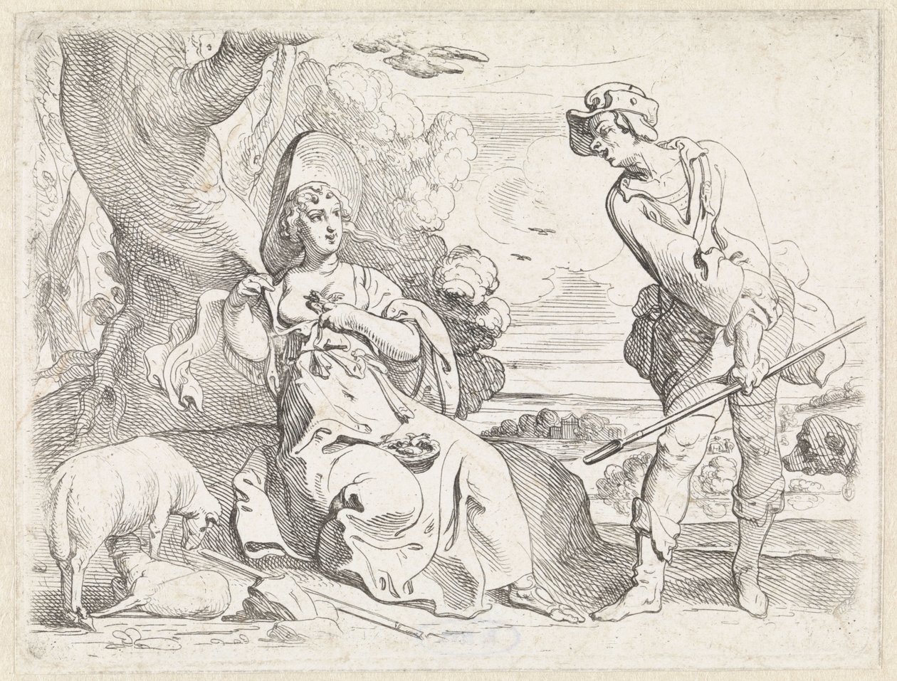 Paimen ja paimentar tekijältä Theodoor van Thulden