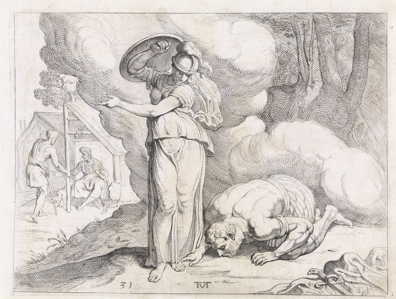 Minerva näyttää Ithacan Odysseukselle The Labors of Odysseus (sarjan nimi) tekijältä Theodoor van Thulden