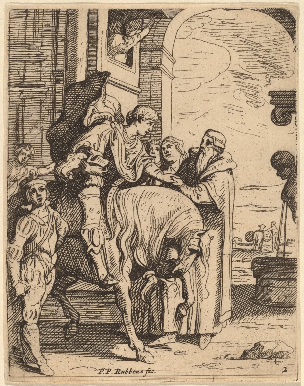 Tuhlaajapoika jättää hyvästit isälleen tekijältä Theodoor van Thulden after Sir Peter Paul Rubens