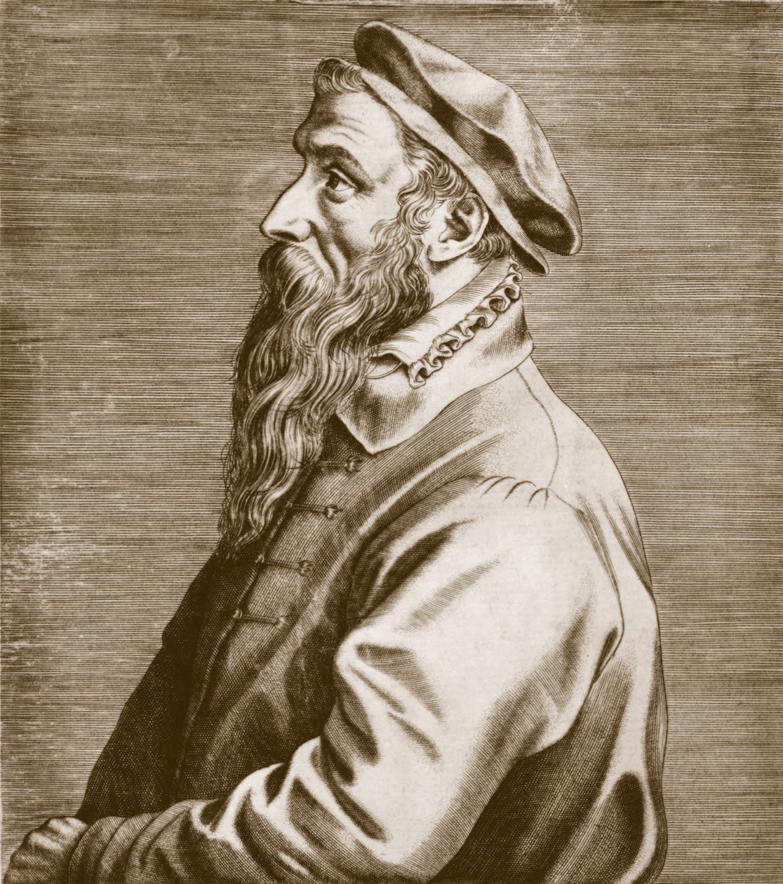 Pieter Brueghel vanhemman (n. 15278-69) pubin muotokuva. 1572 tekijältä Theodor Galle