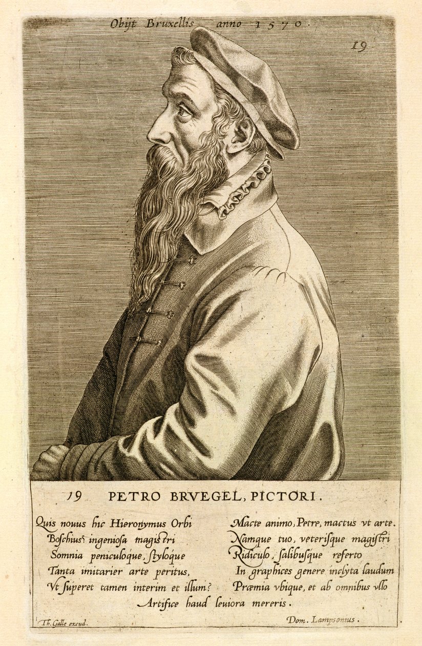 Pieter Brueghel vanhemman (n. 15278-69) pubin muotokuva. 1572 tekijältä Theodor Galle
