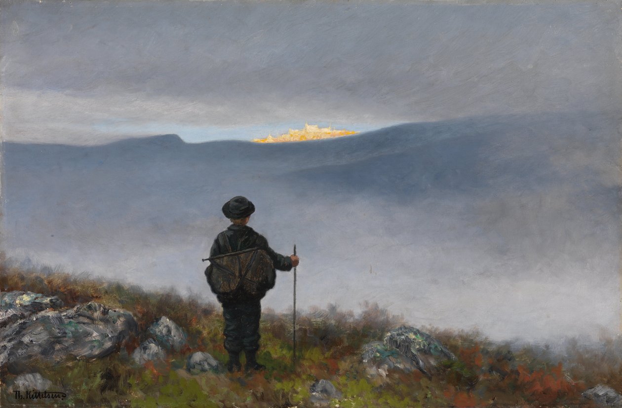 Kaukana, kaukana Soria Morian palatsi kimmeltää kuin kultaa tekijältä Theodor Kittelsen