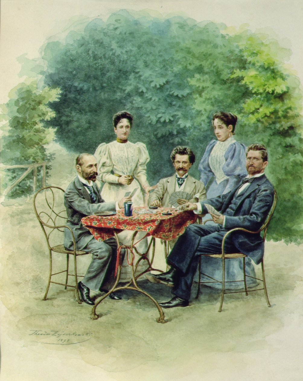 Tarrockin korttipeli Johann Straussin kanssa Bad Ischlissä vuonna 1898 tekijältä Theodor Zajaczowski