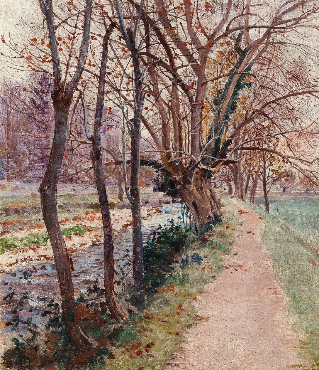 Allee am Bach Avenue of Trees by a Stream tekijältä Theodor von Hormann