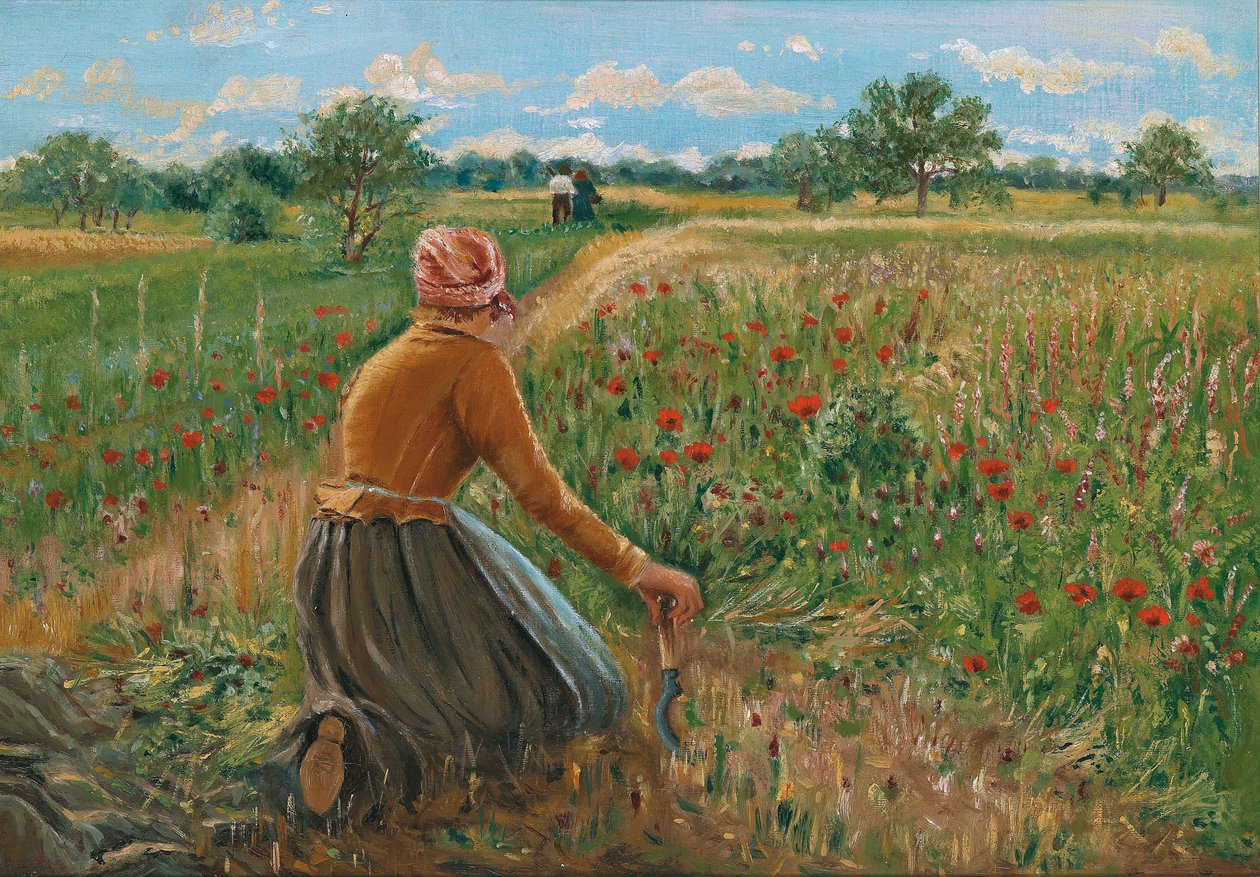 Knieende Bäuerin mit Sichel tekijältä Theodor von Hormann