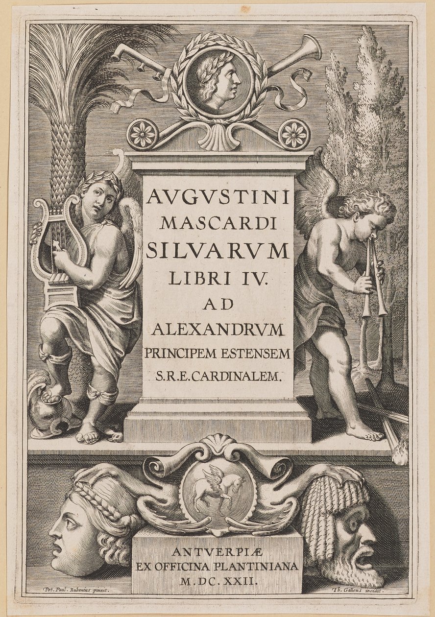 Nimilehti Agostino Mascardille, Silvarium Libri IV tekijältä Theodor Galle after Sir Peter Paul Rubens
