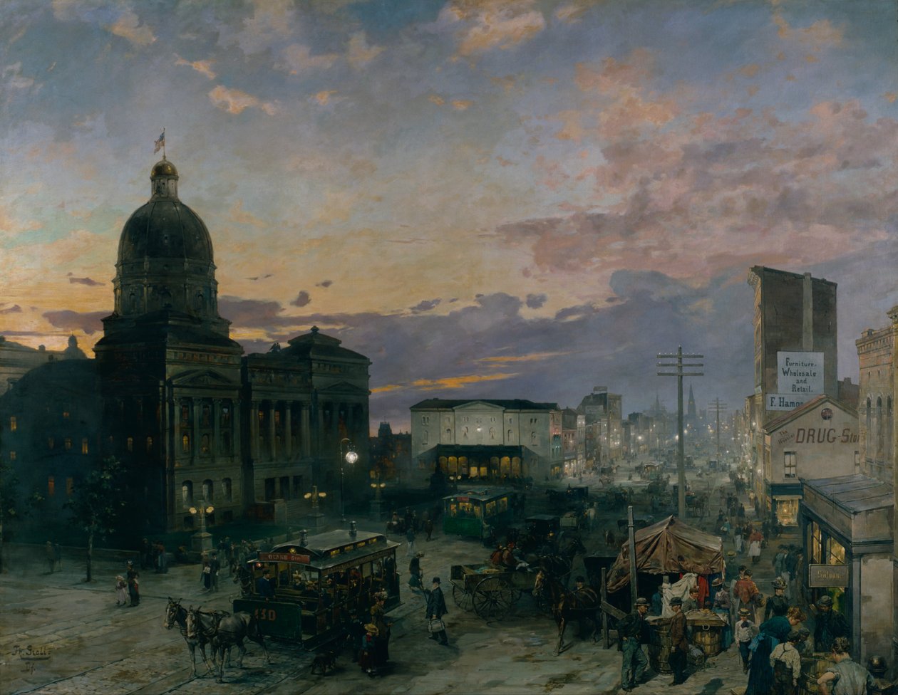 Washington Street, Indianapolis hämärässä tekijältä Theodor Groll