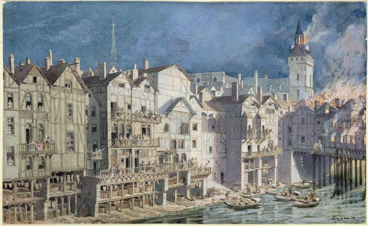 Tuli Pont aux Meuniersissa vuonna 1621 (kynä, muste ja wc paperilla) tekijältä Theodor Josef Hubert Hoffbauer