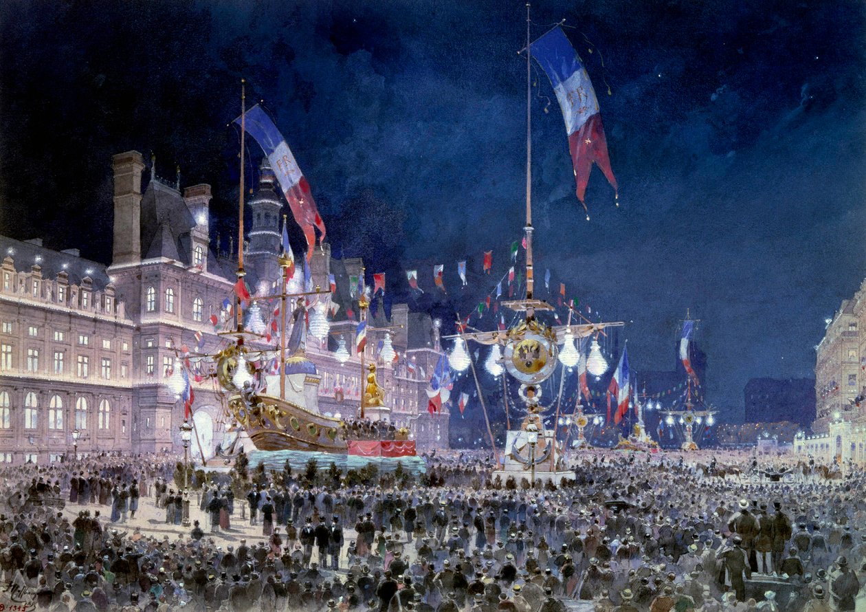 Venäjän siiven vastaanotto Pariisin kaupungintalossa Theodore Joseph Hubertin maalaus, Fedor Hoffbauer (1839-1922) 1893. Paris, Musee Carnavalet tekijältä Theodor Josef Hubert Hoffbauer