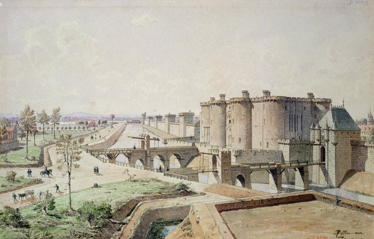 Bastille vuonna 1420 (kynä ja muste ja wc paperilla) tekijältä Theodor Josef Hubert Hoffbauer