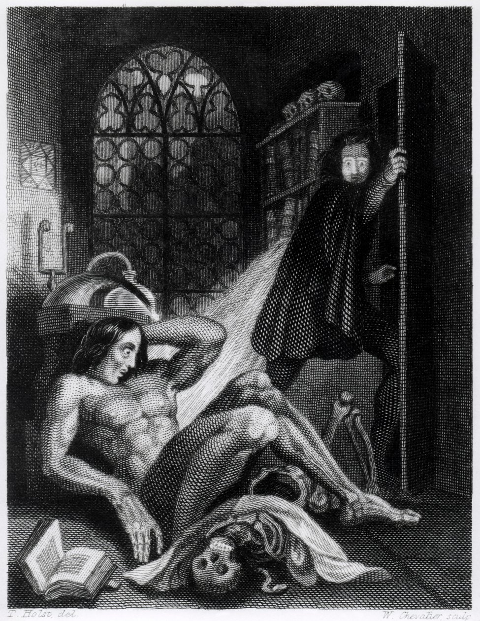 Kuvitus Mary Shelleyn (1797-1851) "Frankensteinista" tekijältä Theodor M. von Holst