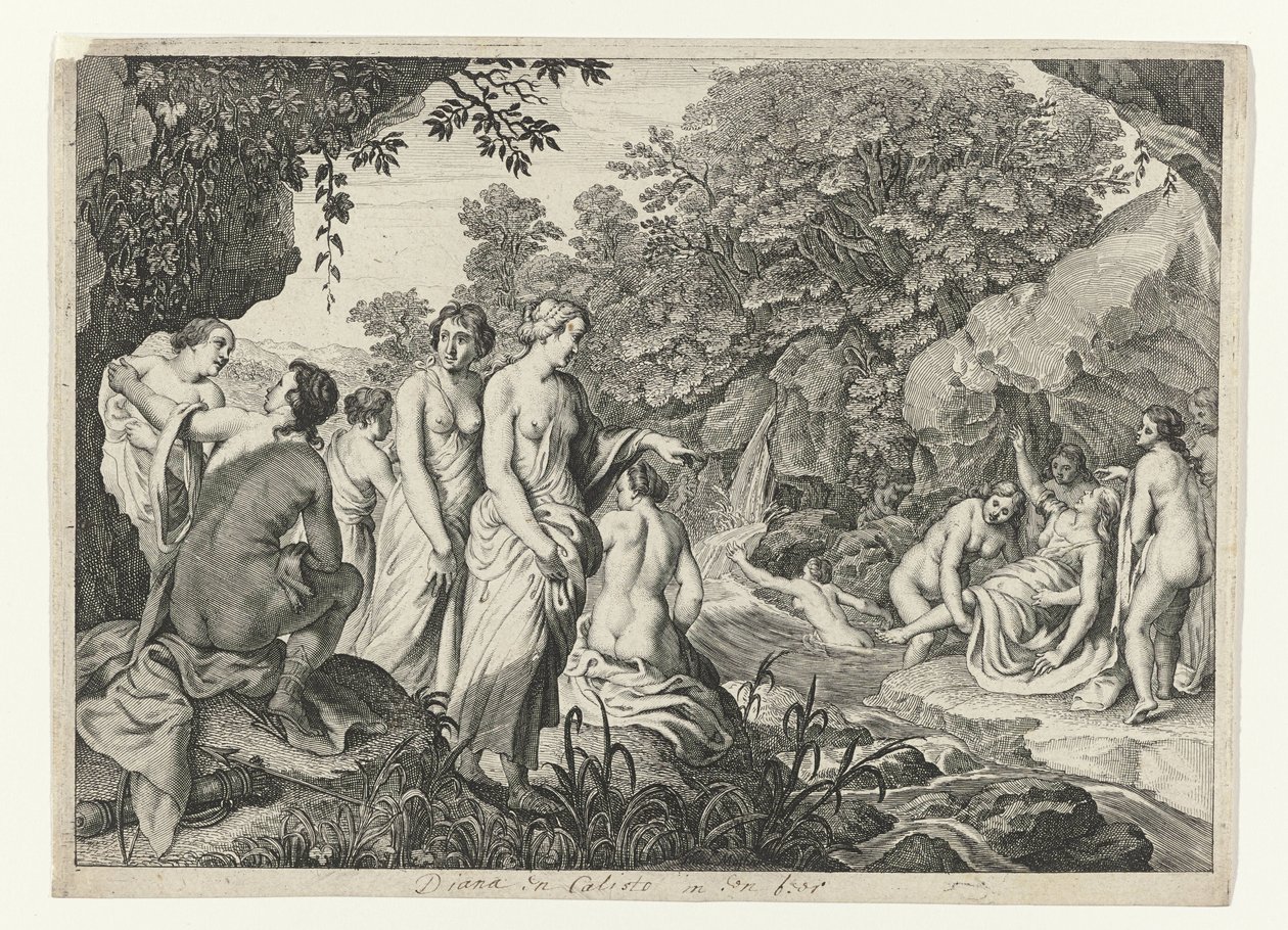 Diana saa selville Calliston raskauden Metamorphoses of Ovid (sarjan nimi) tekijältä Theodor Matham