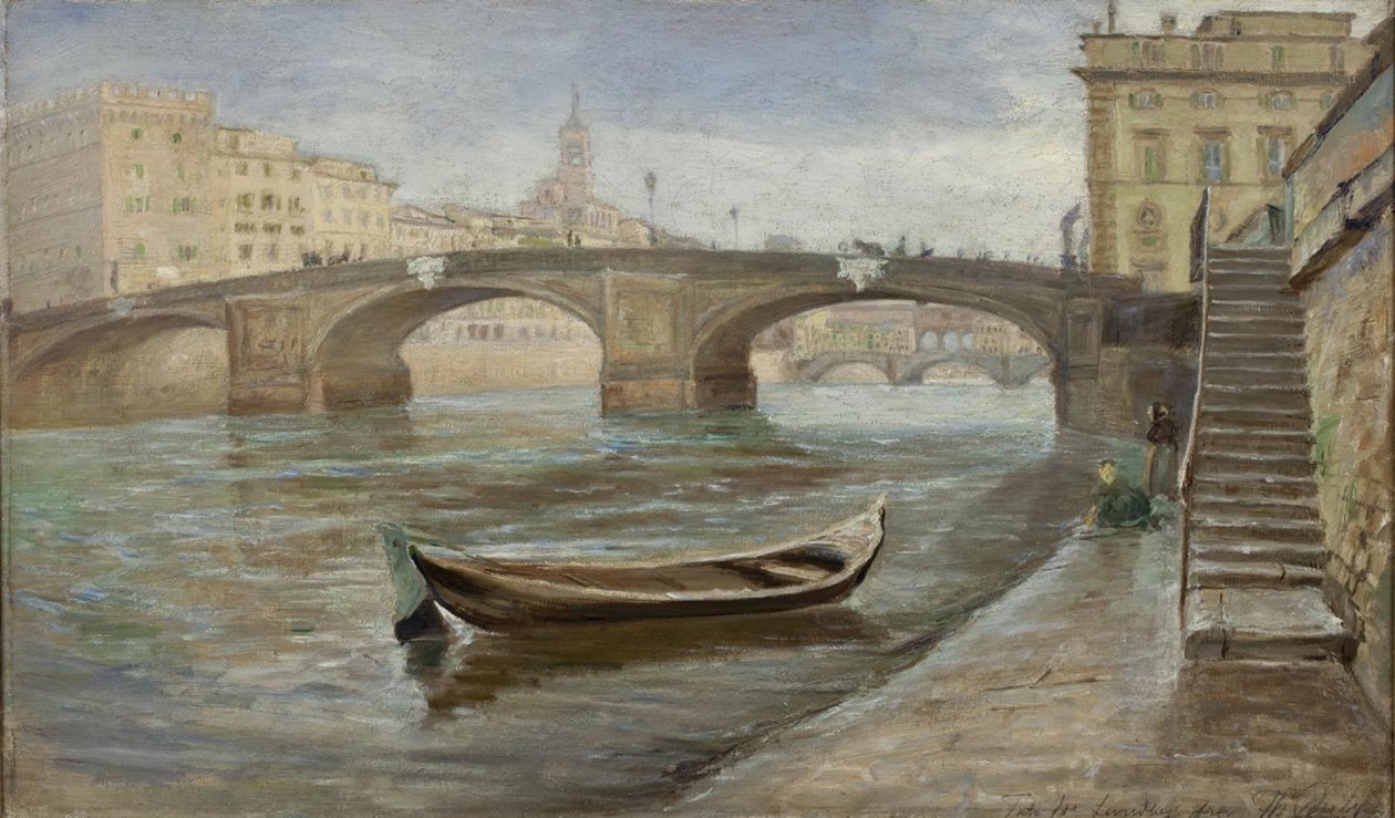 Pilvinen päivä Firenzessä lähellä Ponte Santa Trinitàa tekijältä Theodor Philipsen