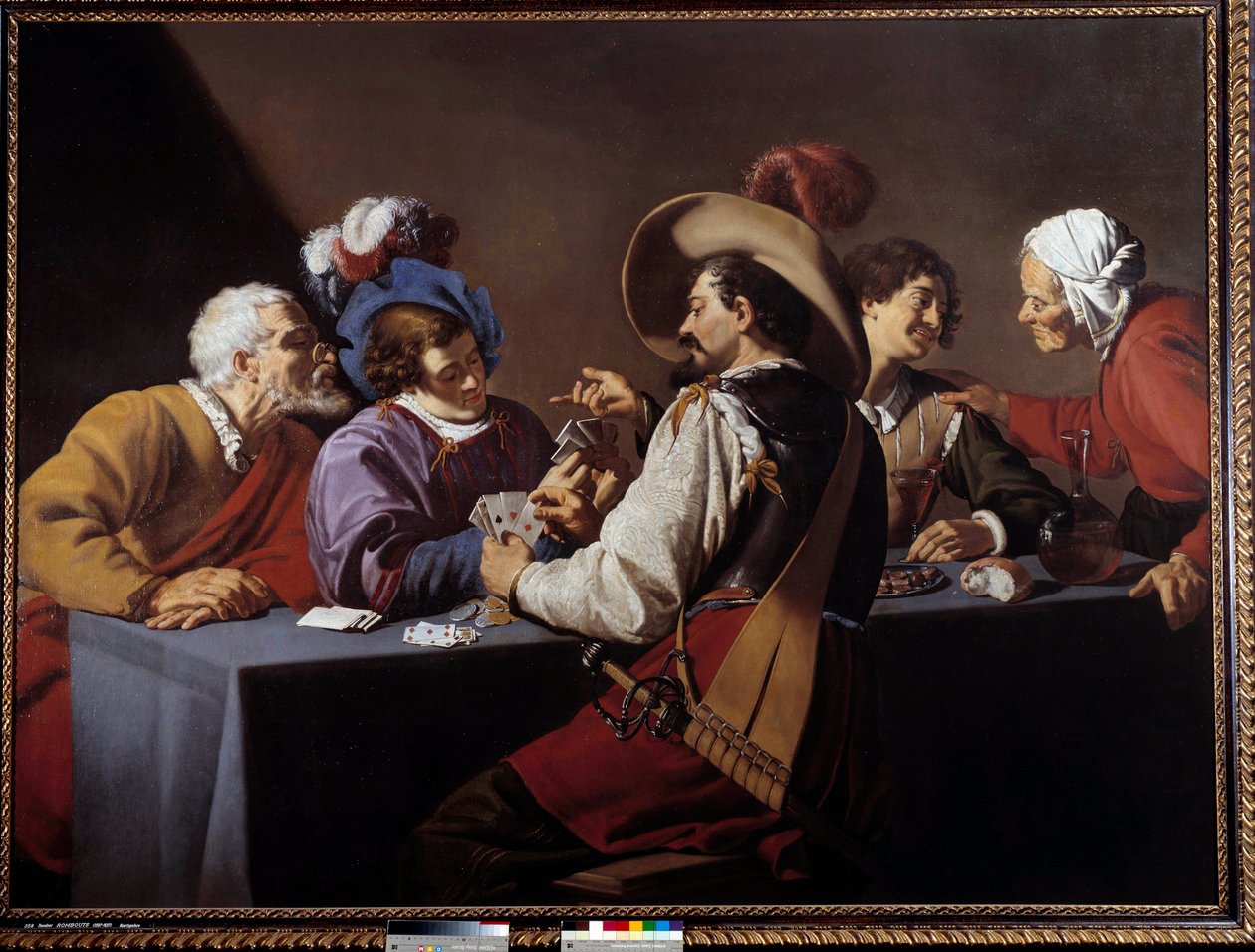 Kortinpelaajat, brelan Theodore Romboutsin (1597-1637) maalaus 1600-luvun su. 1,52x2,06 m Antwerpen. Koninklik-museo - Korttien pelaajat, "" brelan"". Theodore Romboutsin maalaus (1597-1637) tekijältä Theodor Rombouts
