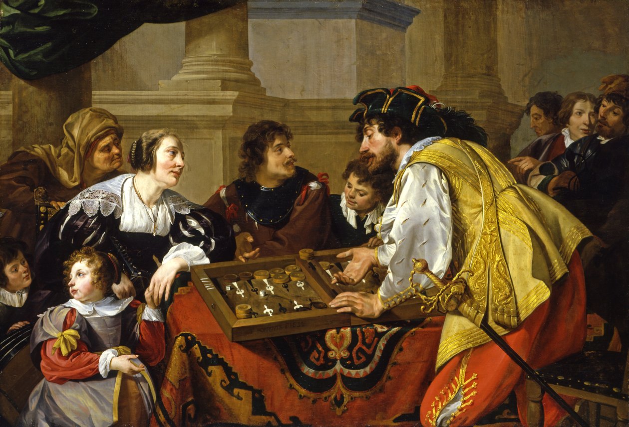 Backgammonin pelaajat, 1634 tekijältä Theodor Rombouts
