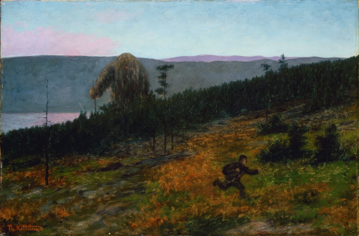 ""Askeladden et le Troll"" Personnage du folklore norvegien - Peinture de Theodor Kittelsen (1857-1914) 1900 National Museum of Art, Oslo Norja tekijältä Theodor Kittelsen