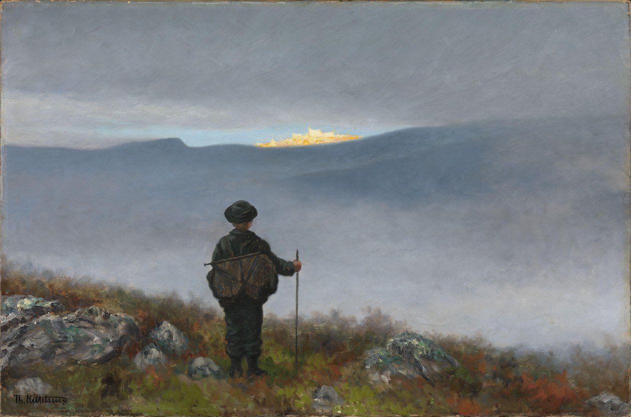 Kaukana, kaukana Soria Morian palatsi kimmelsi kuin kulta tekijältä Theodor Kittelsen
