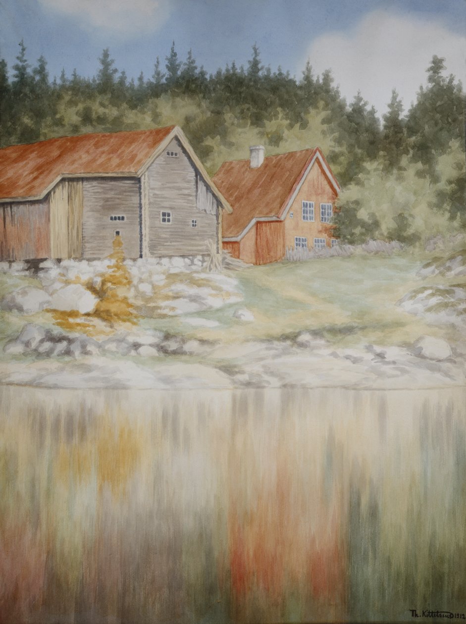 Gopledalista Farrisissa (akvarelli paperille) tekijältä Theodor Kittelsen