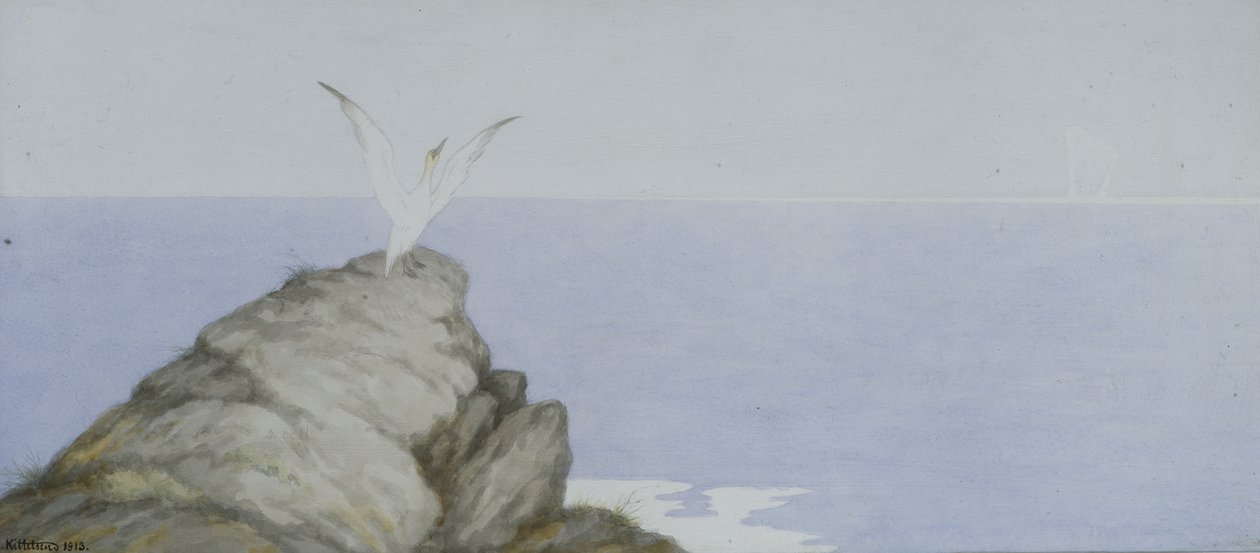Merilintu (akvarelli paperille) tekijältä Theodor Kittelsen