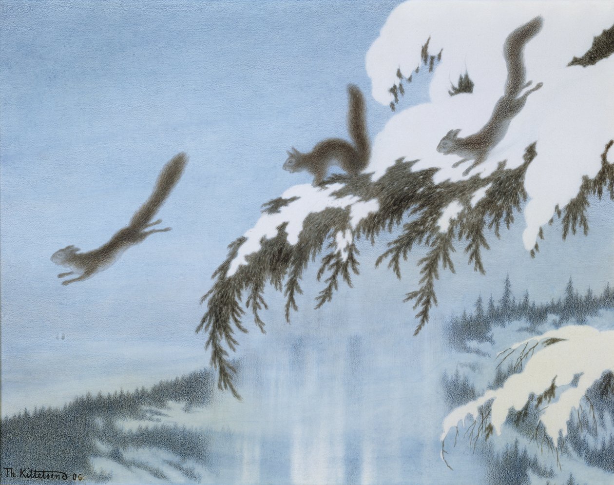 Orava lennossa tekijältä Theodor Kittelsen